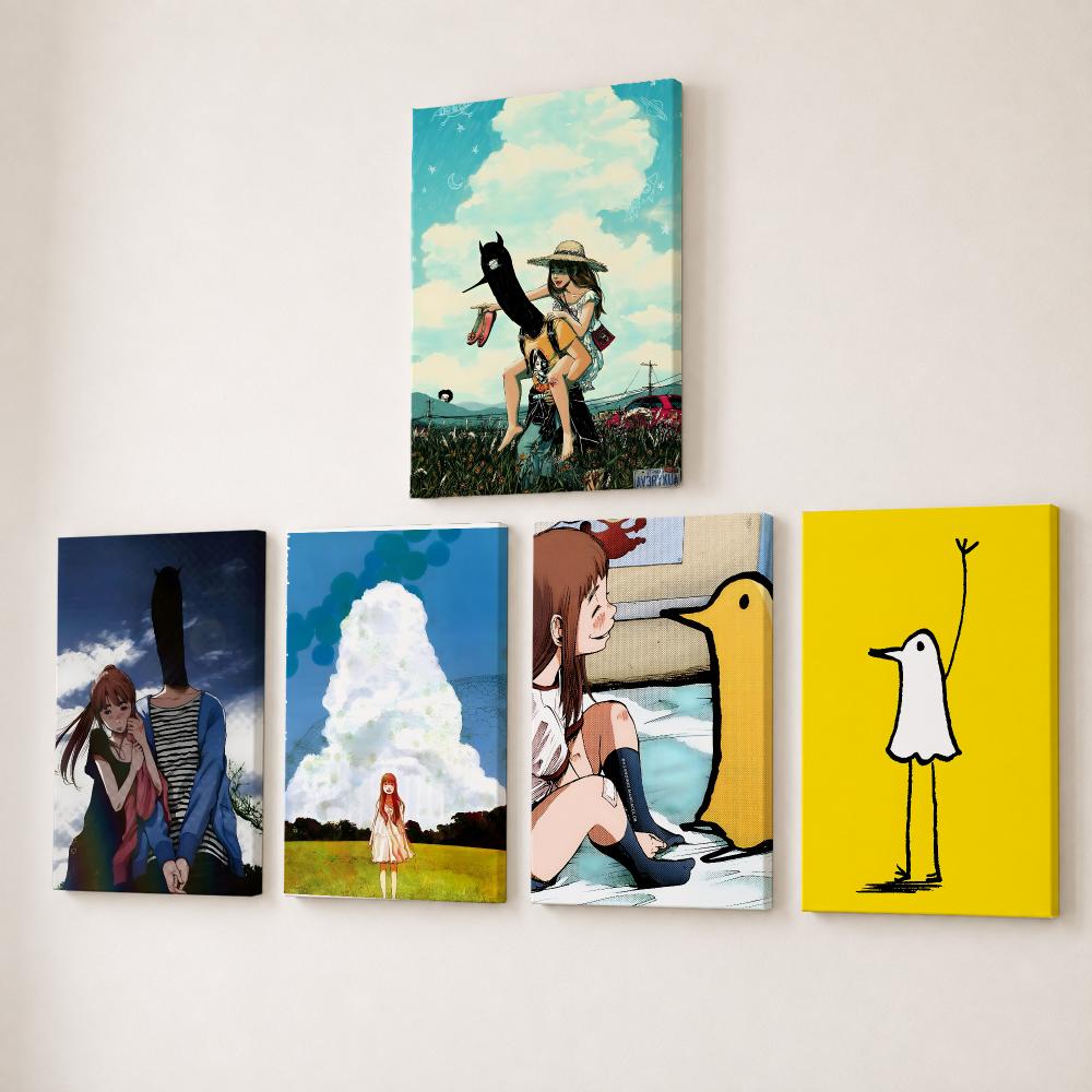 Canvas Wrap Ready - G-Goodnight Punpun Dipinto Anime Calligrafia HD